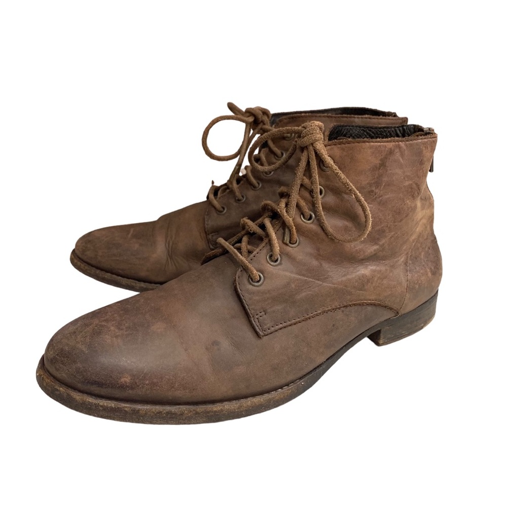 All Saints Brown Leather Lace Up Zip Up Men’s Boots